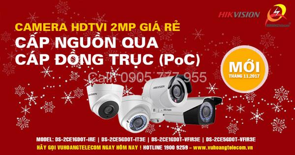 Camera HDTVI Hikvision Cấp nguồn qua cáp đồng trục, giá siêu rẻ