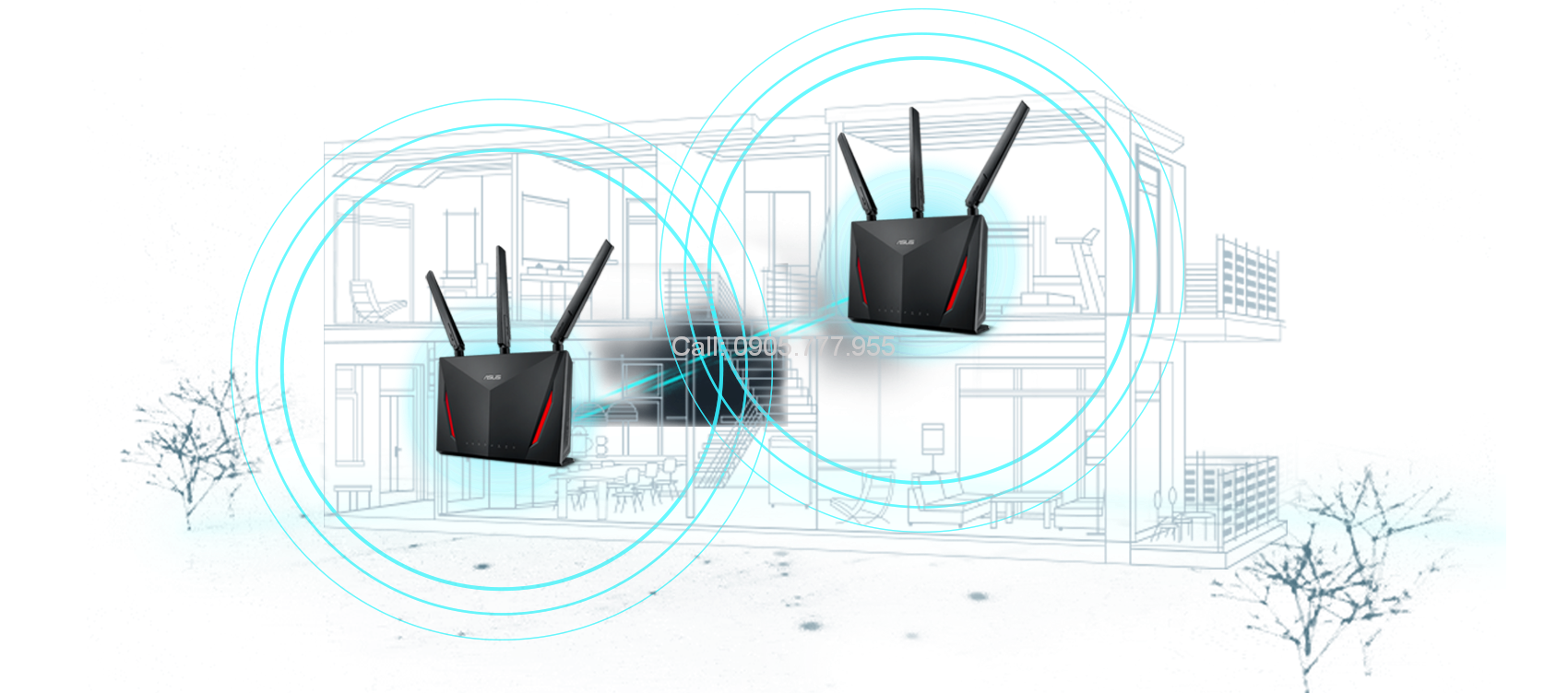 s1_move20beyond20inflexible_rt-ac86u AiMesh AC2900 WiFi System provides whole home coverage by connecting two routers together to form a mesh WiFi System.